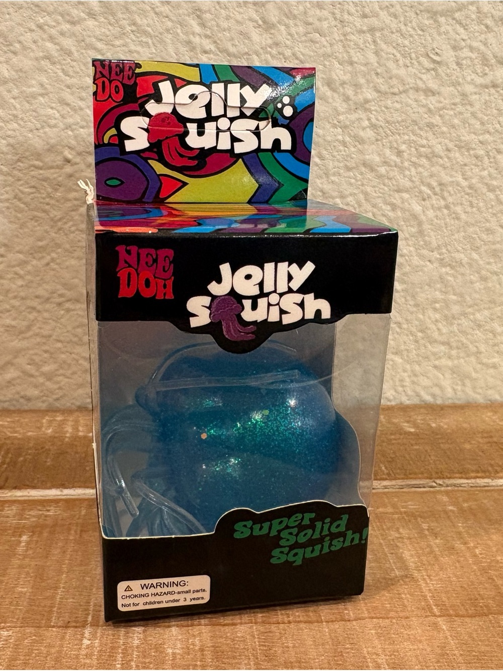 NeeDoh JELLY SQUISH Glitter Jellyfish Squishy Squeeze Toy Blue
